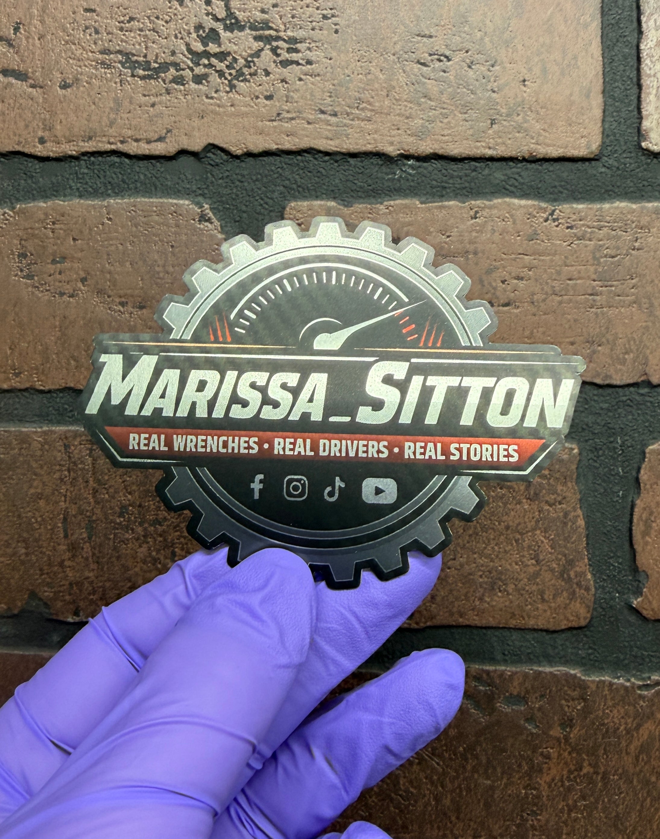 Silver chrome sticker sample with reflective mirror surface