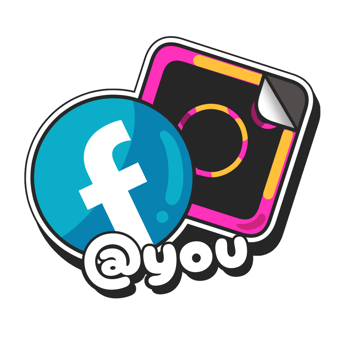Custom social media logo stickers on waterproof vinyl