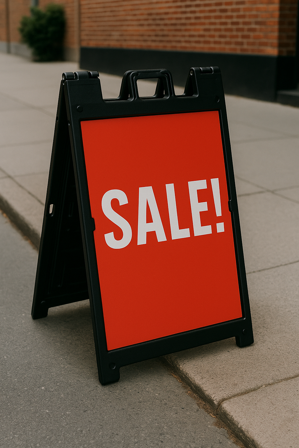 Black A-frame Signicade Deluxe sidewalk sign